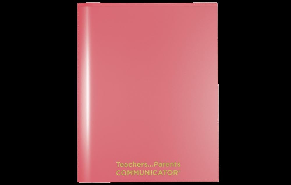 Nicky's Folders® English Communicator, Parent-Teacher Folder, Patented Tear-Resistant Flexible Plastic 2 Inside Pockets, 2 Exterior Sleeves, Letter Size Paper, Single Color(24 Pack) (Pink)