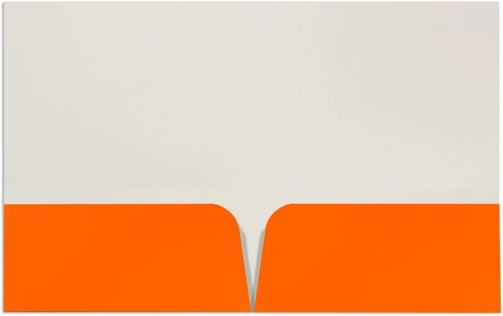 JAM PAPER Custom Printed Semi-Gloss Folders with Round Corner Pockets - Personalized Logo & Text - 12pt C1S - Orange - 250/Pack