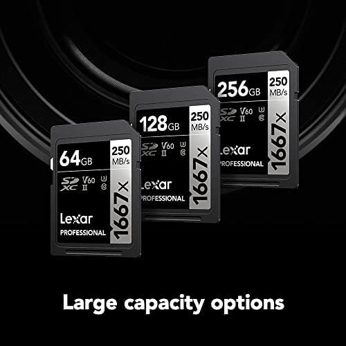 Lexar 128GB Professional 1667x SD Card, UHS-II, C10, U3, V60, Full HD, 4K, Up To 250MB/s Read SDXC Memory Card, for Professional Photographer, Videographer, Enthusiast (LSD128CBNA1667)