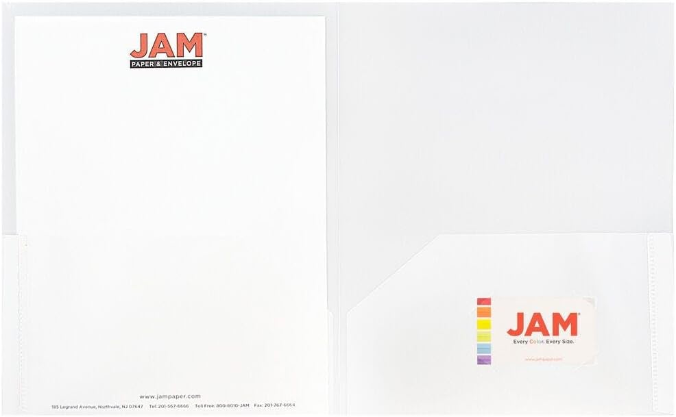 JAM PAPER Plastic 2 Pocket POP Folders - Durable School Folders - Clear - Bulk 48/Pack