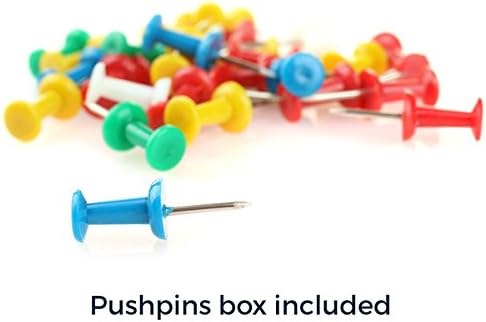 PinPix 28x12 Inch Cork Bulletin Board. This Decorative Framed Pin Board Comes with Light Stone Design and a Satin Black Frame. Ideal for Home Office Decor or Message Board (PinPix-1809)