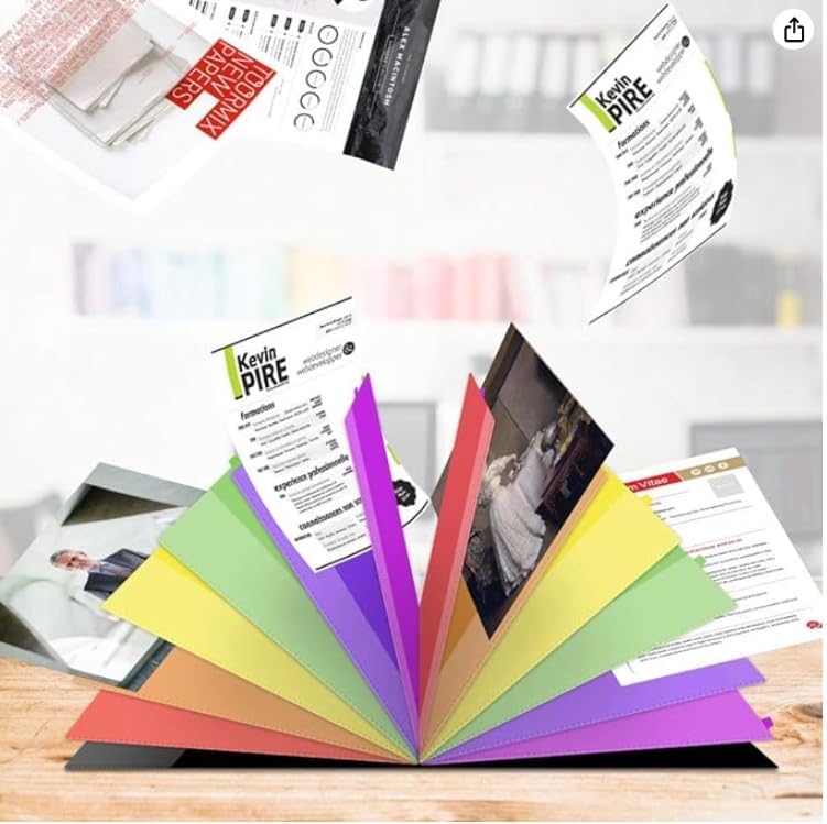 24 Clear Pocket Expanding File Folder with 12 Colored Tabs,Durable A4 Letter Size Organizer,Holds 300 Sheets, Project File Organizer, Numbered Index on Cover,Water-Resistant (Black)