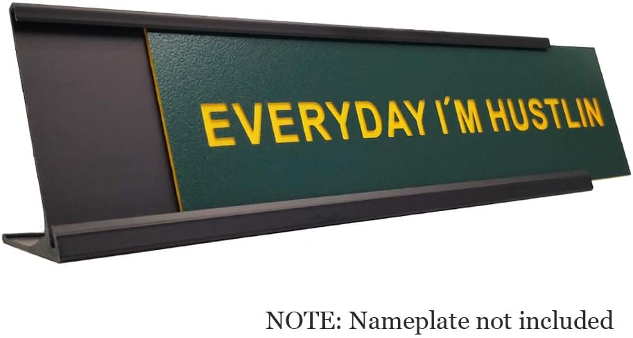 2" x 10" Aluminum Desk Name Plate Holder, Office Business Desk Sign Holder Desktop-5 Pack (Black)
