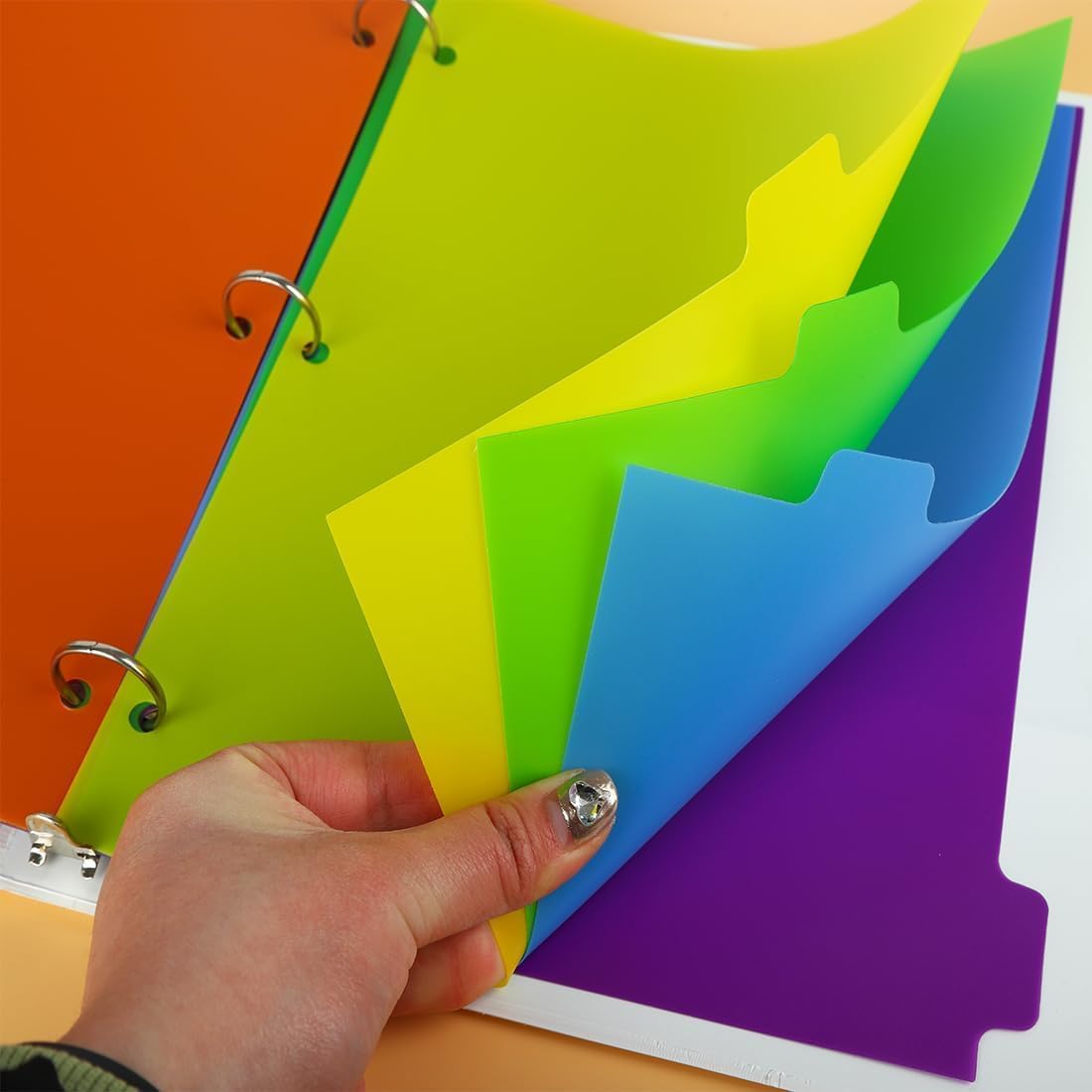 3 Set 5 Tab Binder Dividers, Plastic Binders Dividers with Tabs Colorful Big Tab Fit Standard 8.5 X 11 Sheets, Dividers for 3 Ring Binder
