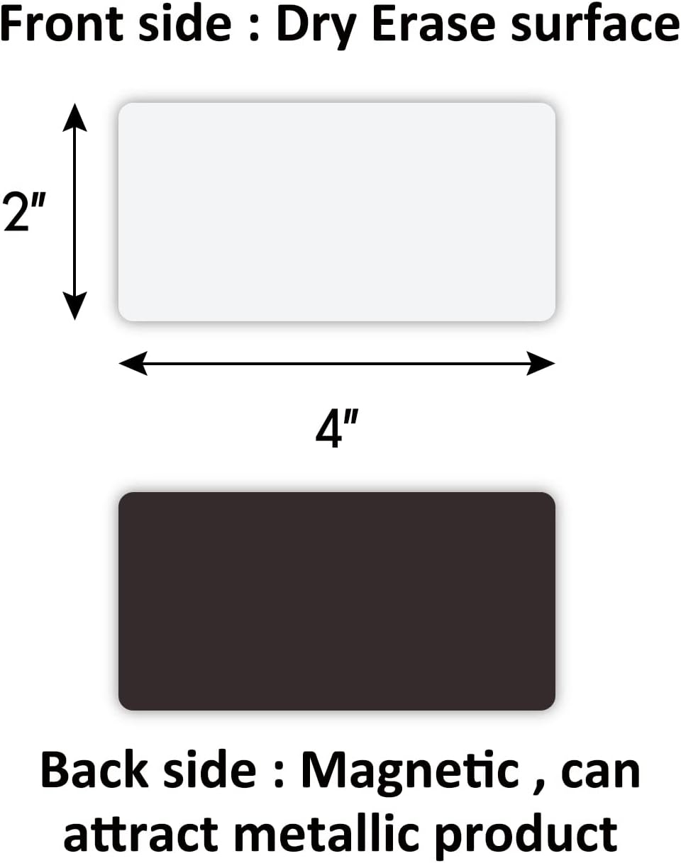 Reusable Magnetic Labels 4x2 Inch White, Dry Erase Magnetic Labels for Whiteboards,Pack of 40