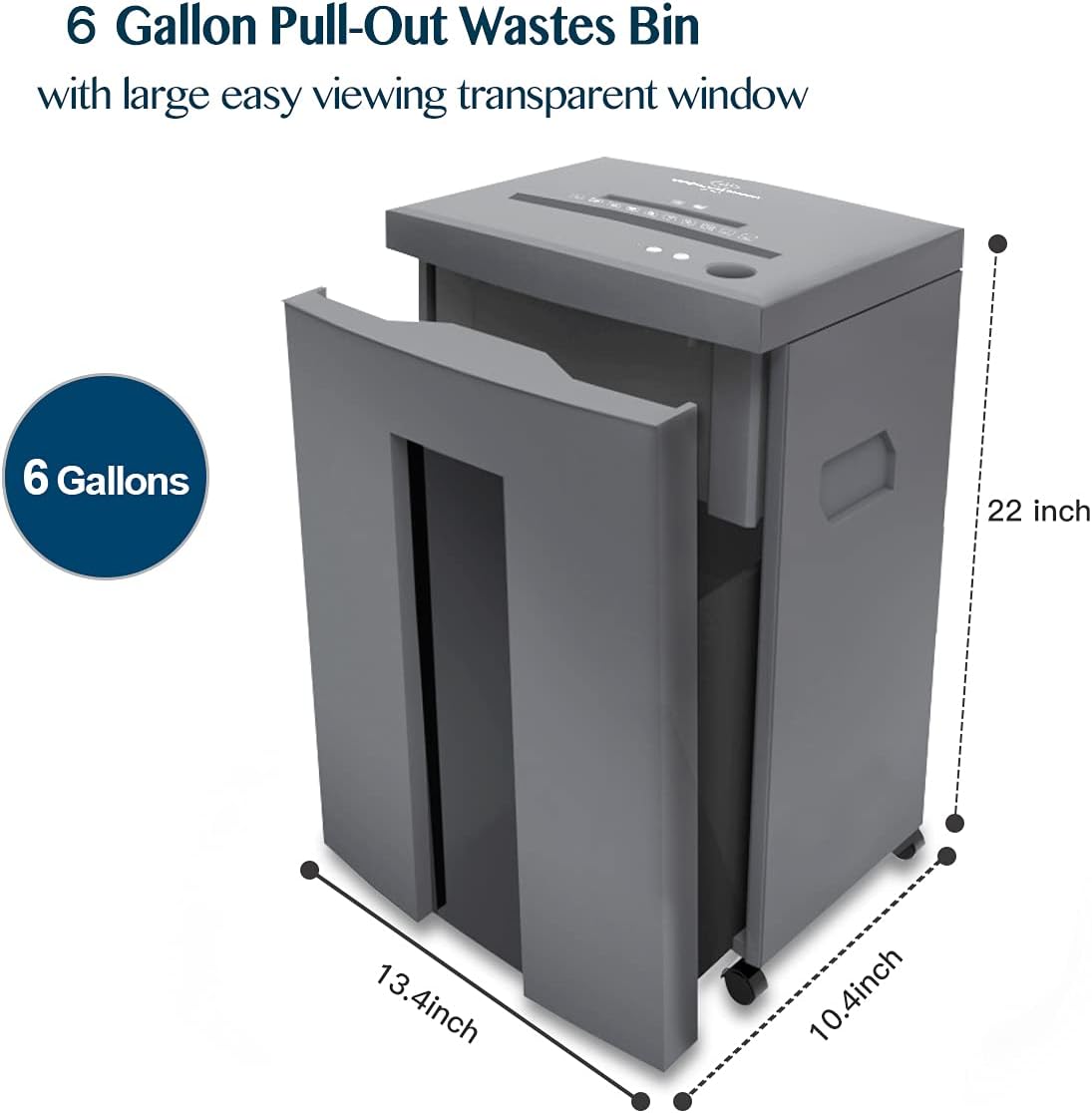 WOLVERINE 10-Sheet Super Micro Cut High Security Level P-5 Heavy Duty Paper/CD/Card Ultra Quiet Shredder for Home Office by 60 Mins Running Time and 6 Gallons Pullout Waste Bin SD9612 (Grey ETL)