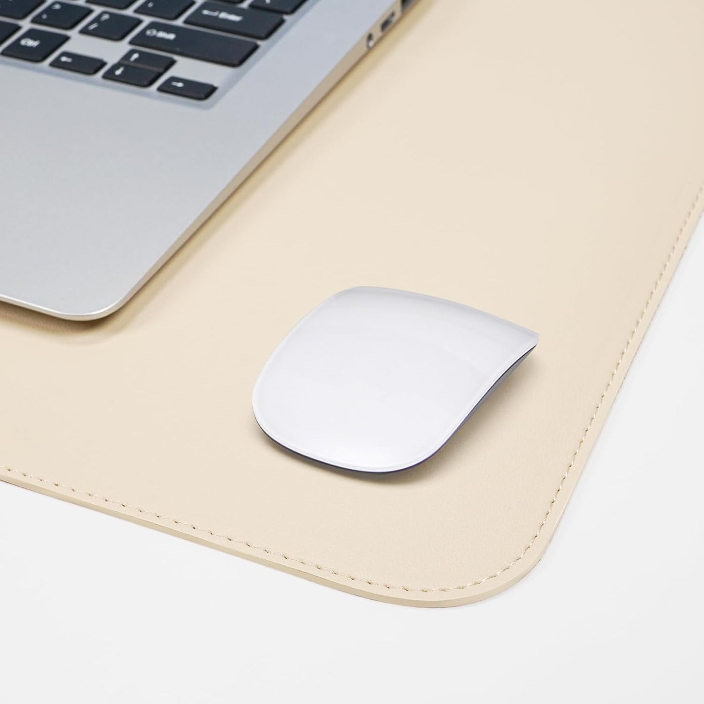 Leather Desk pad Protector, Large Desk mat with Natural Cork & PU Leather,Mouse pad,Non-Slip Office Desk Mat,Waterproof Desk Writing Pad for Office and Home (47in*17in, Apricot)