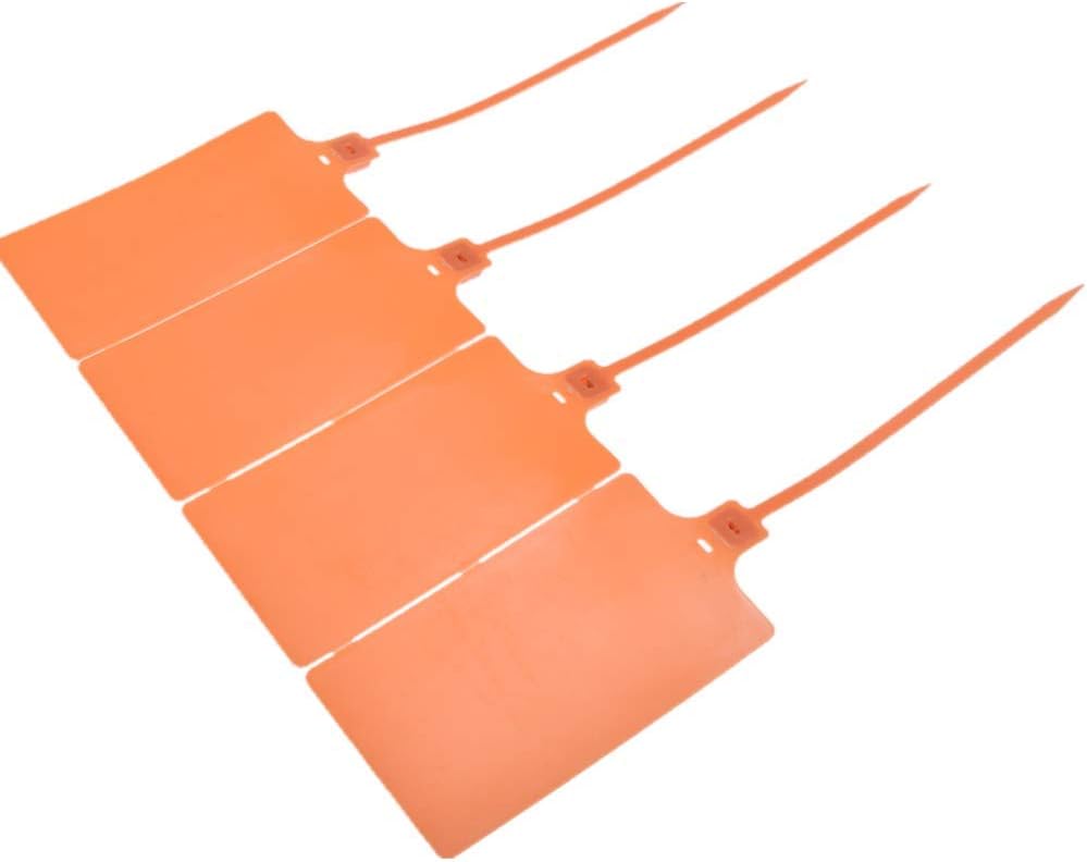 Plastic Seals Shipping Tags Logistics Use Big Sign Tie Large Label Tie, 255mm Total Length, Package of 100pcs (Orange)