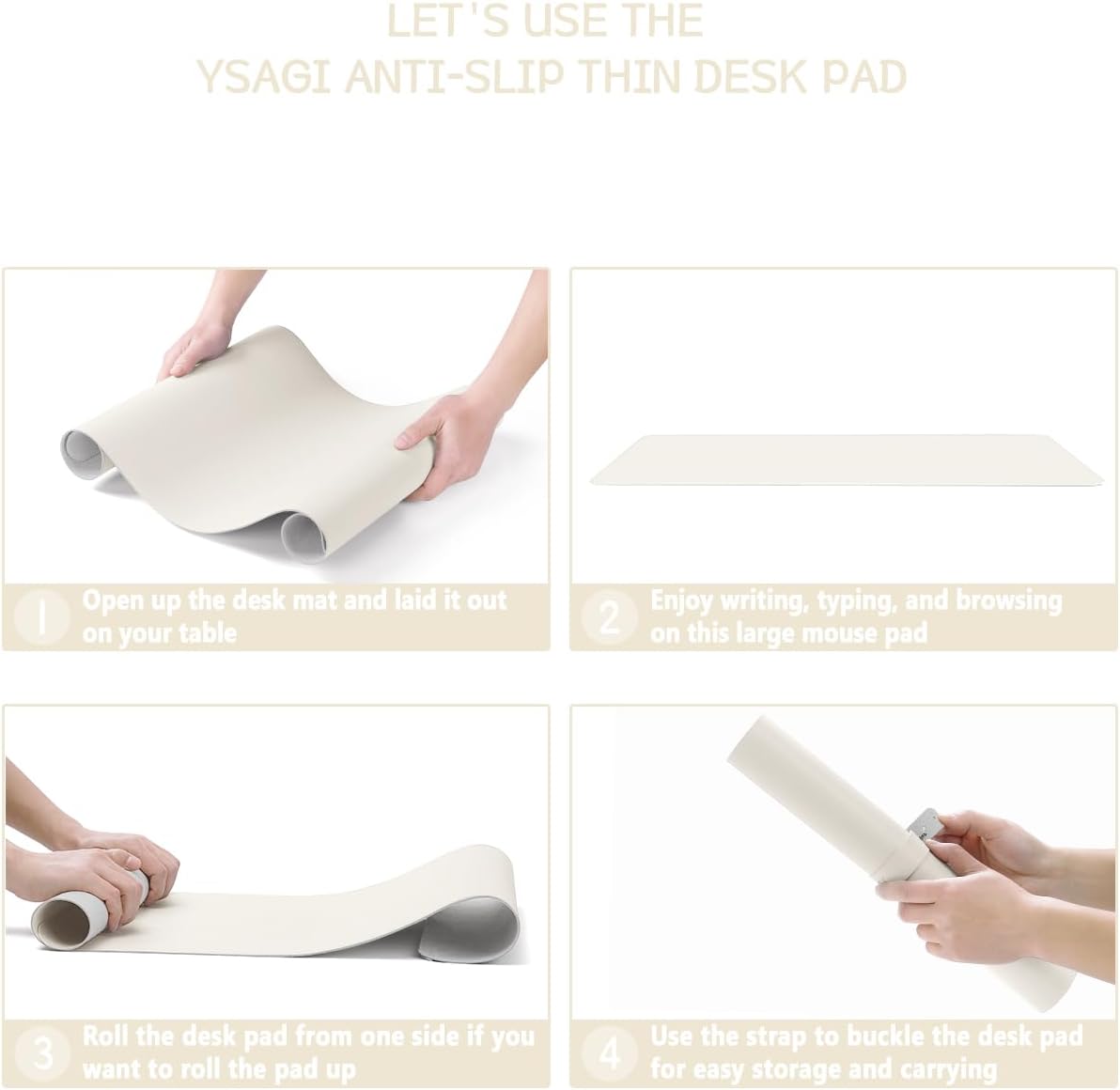 YSAGi Non-Slip Leather Desk Pad, Desk Matt for Desktop, Waterproof Laptop Computer Keyboard Mat, Table Protector Blotter Mat, Large Mouse Pad for Office/Work/Home/Decor(Cream, 31.5" x 15.7")
