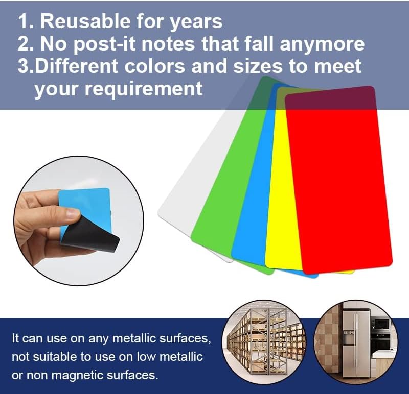 Dry Erase Magnetic Labels, 4x2 Inch, 40 Pieces in 5 Colors, Reusable, for Whiteboards, Locker, School, Classroom, Office, Home