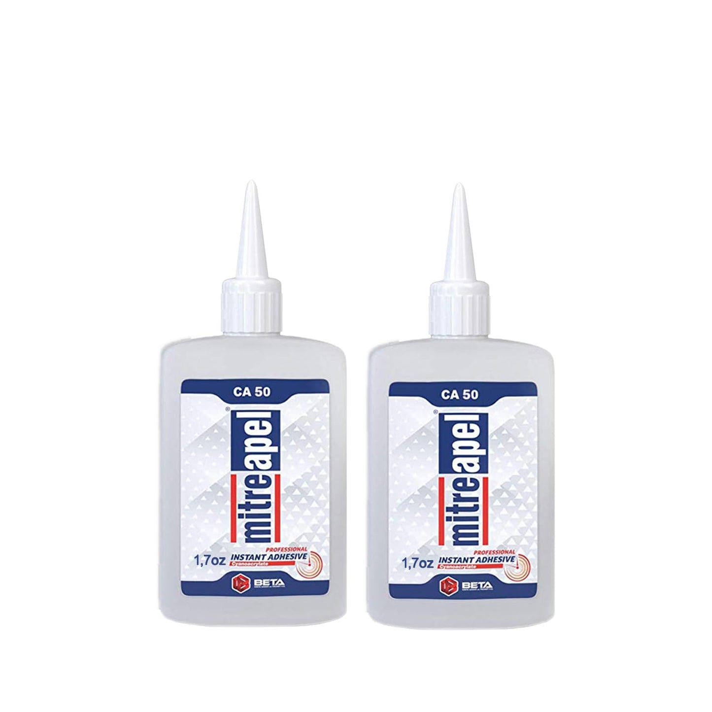 MITREAPEL Cyanoacrylate (CA) Super Glue (2x1.7 oz) for Plastic, Metal, Leather, Ceramic - Fast Adhesive for Woodworking, Hobby Models, Carpentry - 2 Pack