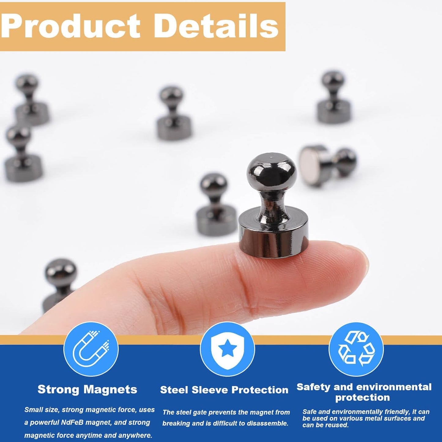 25Pcs Strong Fridge Magnets, Refrigerator Magnets for Whiteboard, Magnetic Push Pins Small Whiteboard Magnets for Classroom, Magnetic Decorative Magnets, Locker Accessories and Dry Erase Magnets