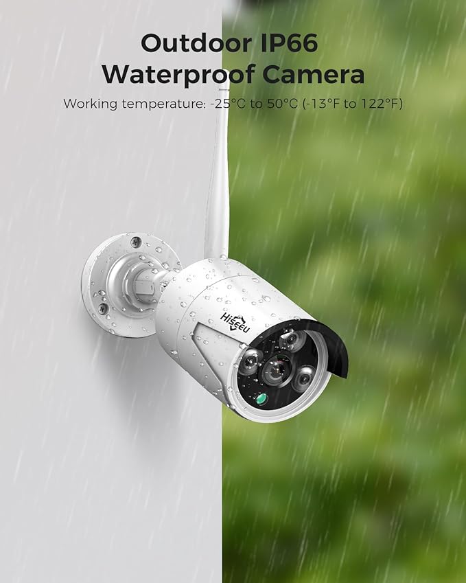 Hiseeu 100ft WiFi Pro Security Camera System, 16CH 4K NVR Kit, Wired Plug-in Powered 8Pcs 5MP CCTV Home Security Camera System for Indoor/Outdoor Use, Night Vision, IP66, Motion Detection, 3TB HDD