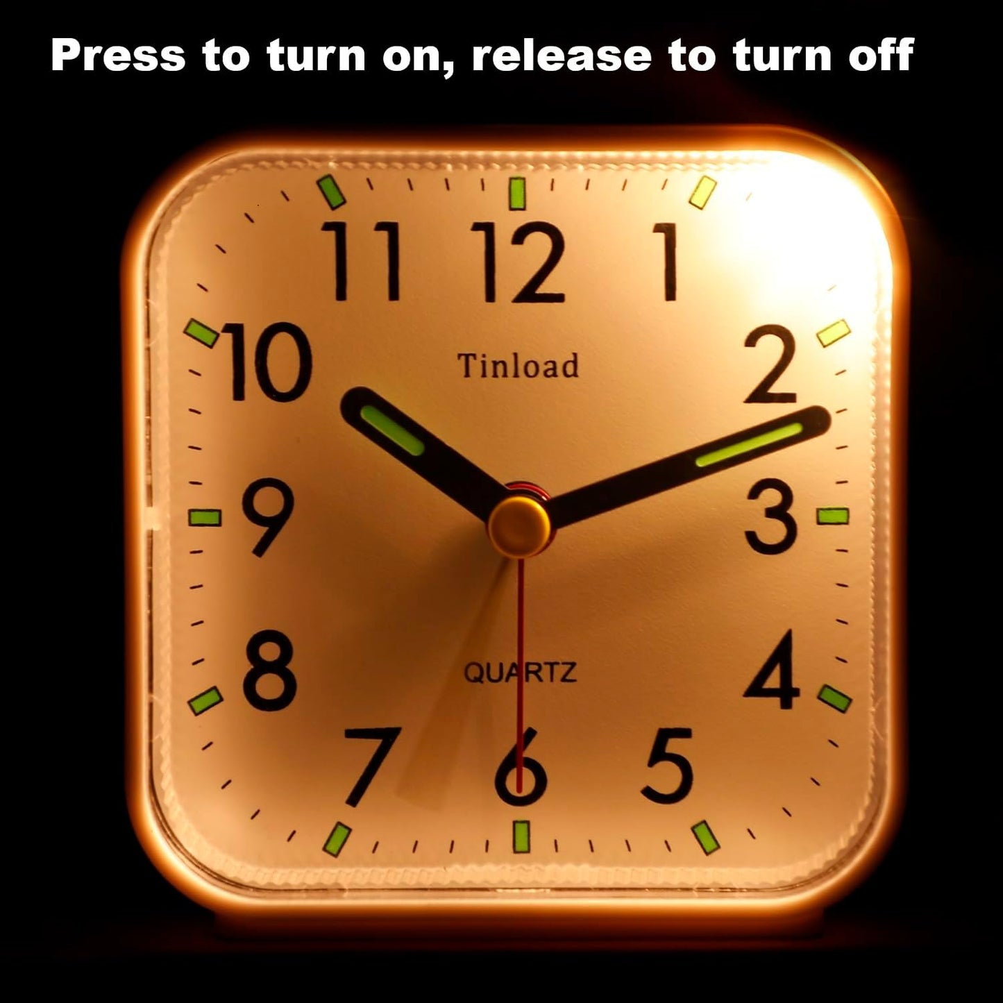 Small Battery Operated Analog Travel Alarm Clock Silent Non Ticking, Gentle Wake, Ascending Beep Sounds, Snooze,Lighted on Demand, Easy Set(White)