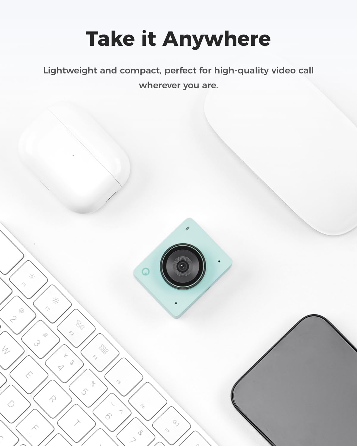 OBSBOT Meet 2-4K Webcam for PC with 1/2" Sensor, AI Framing & Autofocus, Beauty Mode, Lightweight, Gesture Control, HDR, Dual Microphone, 60 FPS, Web Cam for Streaming, Meeting, Gaming. (Aurora Green)