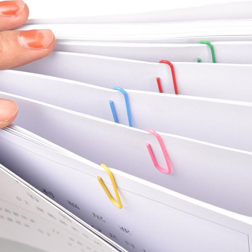 Coideal Colored Small Paper Clips Vinyl Coated, 200 Pack 28mm Assorted Color Mini Paperclips Holder Colorful for School, Office