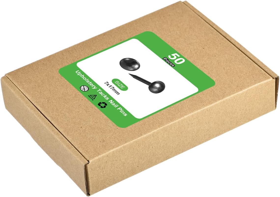 uxcell Upholstery Tacks Nail Pins Furniture, 50Pcs 7x17mm Thumb Tack Pins Assortment Kit Carbon Steel for Home Sofa DIY Decorative Nail Heads Nails, Black