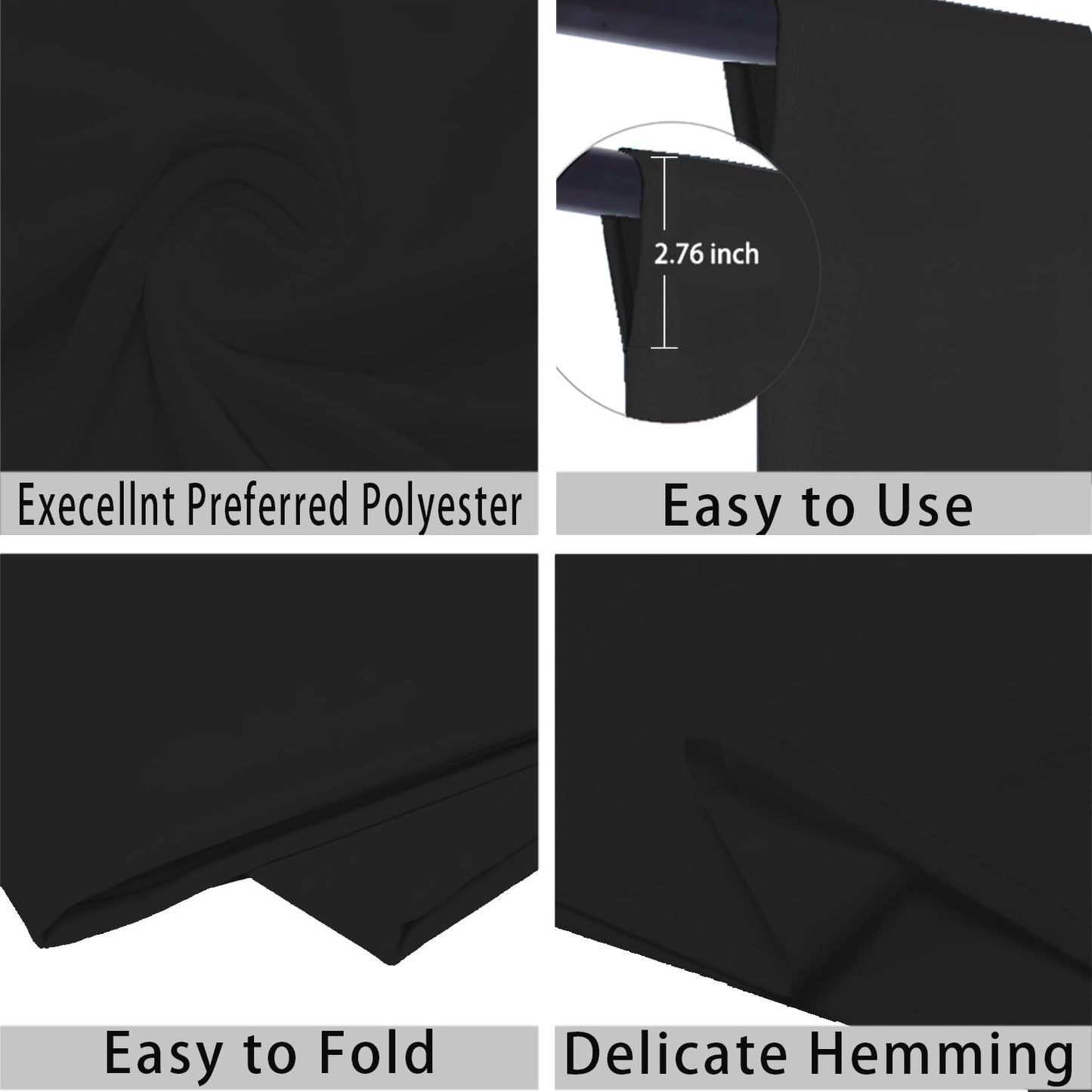 Black Photo Backdrop for Photoshoot Black Background for Photography Photo Backdrop Curtain for Party 10 x 20 FT