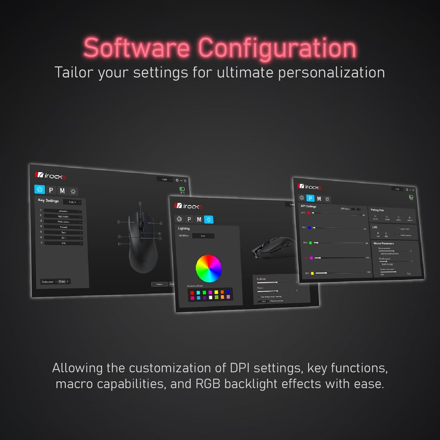 iRocks M31R Wireless Gaming Mouse, Triple Mode 2.4G/ Bluetooth/USB-C Detachable Cable Gaming Mouse, Kailh GM8.0 Mouse Switches, Advanced PixArt PAW3395 Optical Sensor, Up to 26,000 DPI - Pink