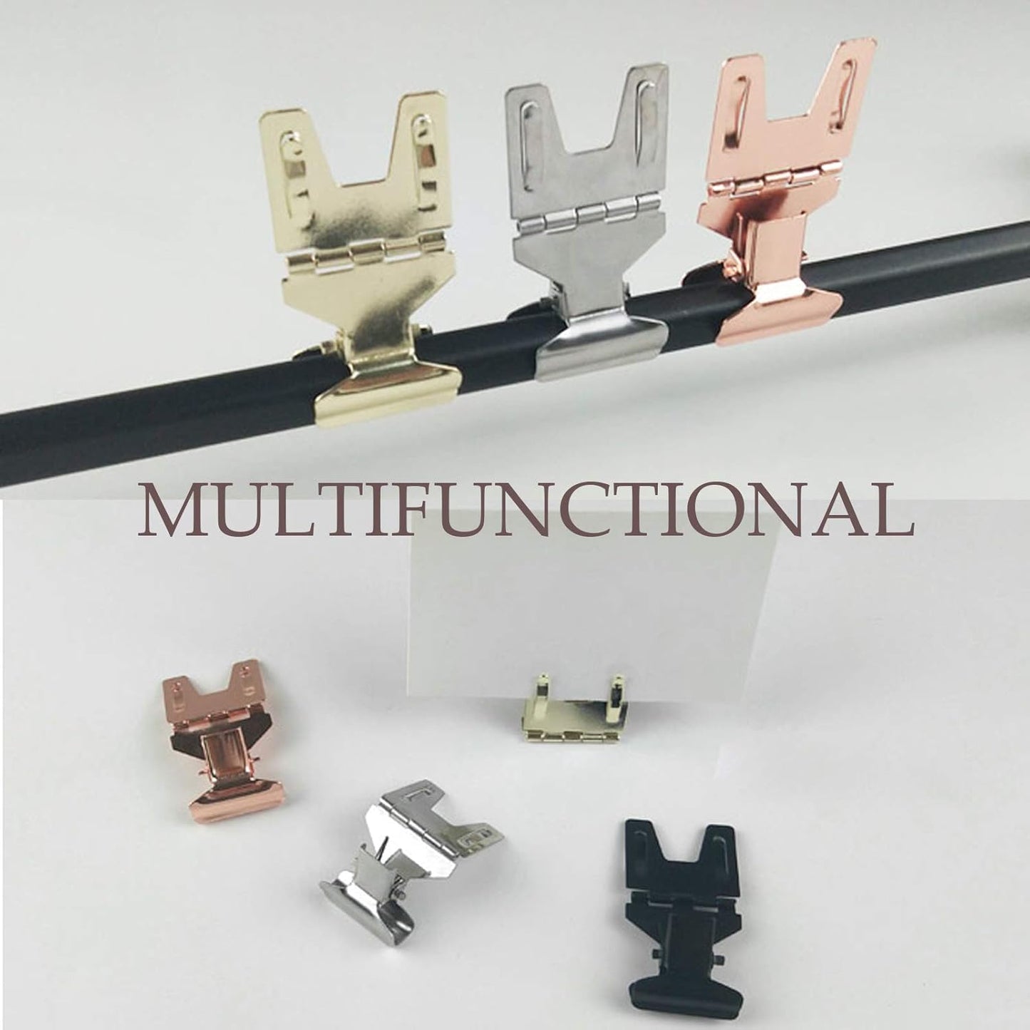 Metal POP Clip Sign Stand Holder, Bread Store Price Tag Card Holder, Advertising Display Clip Holder (Rose Gold, 20Pack)