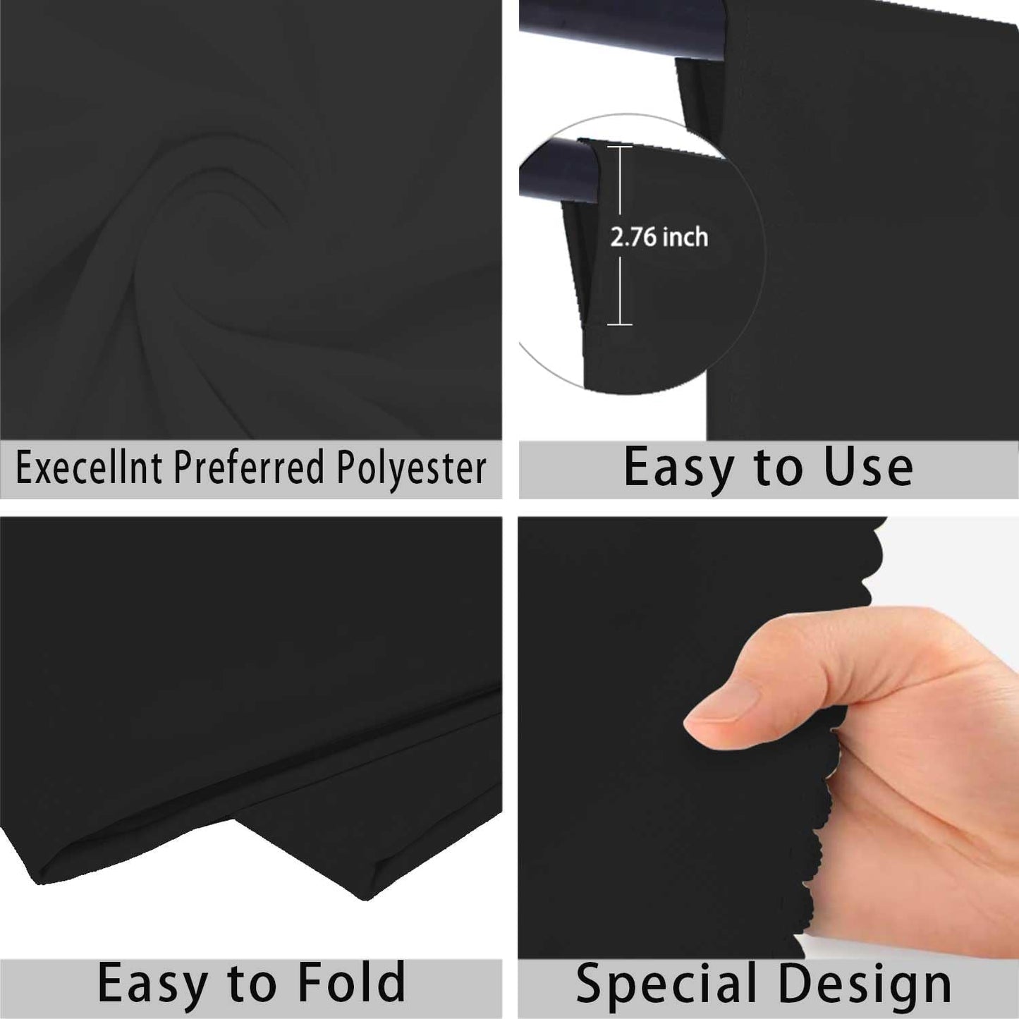 Black Photo Backdrop for Photoshoot Black Background for Photography Photo Backdrop Curtain for Party 5 x 7 FT