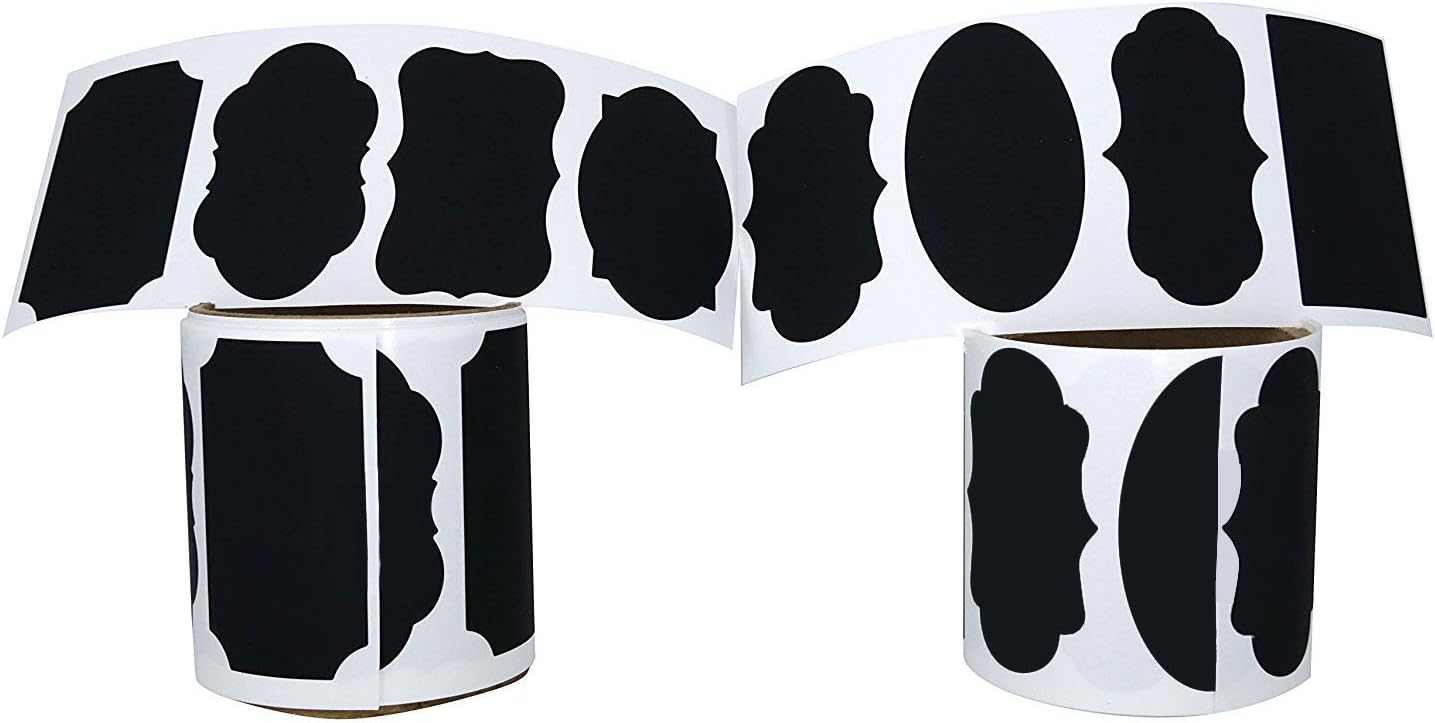 432 Large Chalkboard Labels Premium Reusable Chalkboard Stickers 3MM White Chalk Marker Dual Tip: Bullet/Chisel Labeling Jars,Parties, Craft Rooms, Weddings Organize Your Home & Kitchen (12 Rolls)