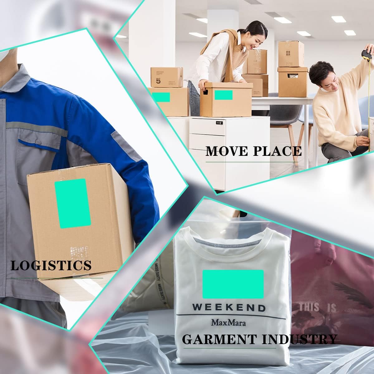 PARLAIM 3 X 5 Inch Rectangle Adhesive Color Coding Stickers,Square Aqua Inventory Stickers -250 Per Dispenser Box