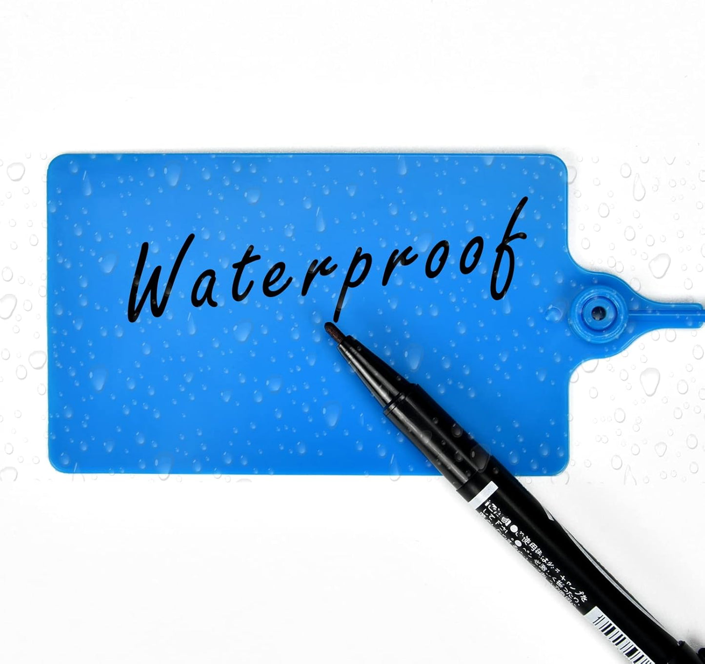 100 Plastic Tags Shipping Tags Water Proof Tags for Labeling Shipping Labels Security Seals Writable Marker Ties Hanging Tags Storage Tag with One Marker Pen (Navy Blue)