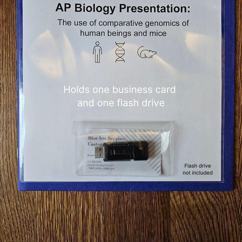 Business Card Pocket - Flash Drive Pocket - Self Adhesive - Open Long - Resealable Flap - BIS10130 (300-Pack), Clear