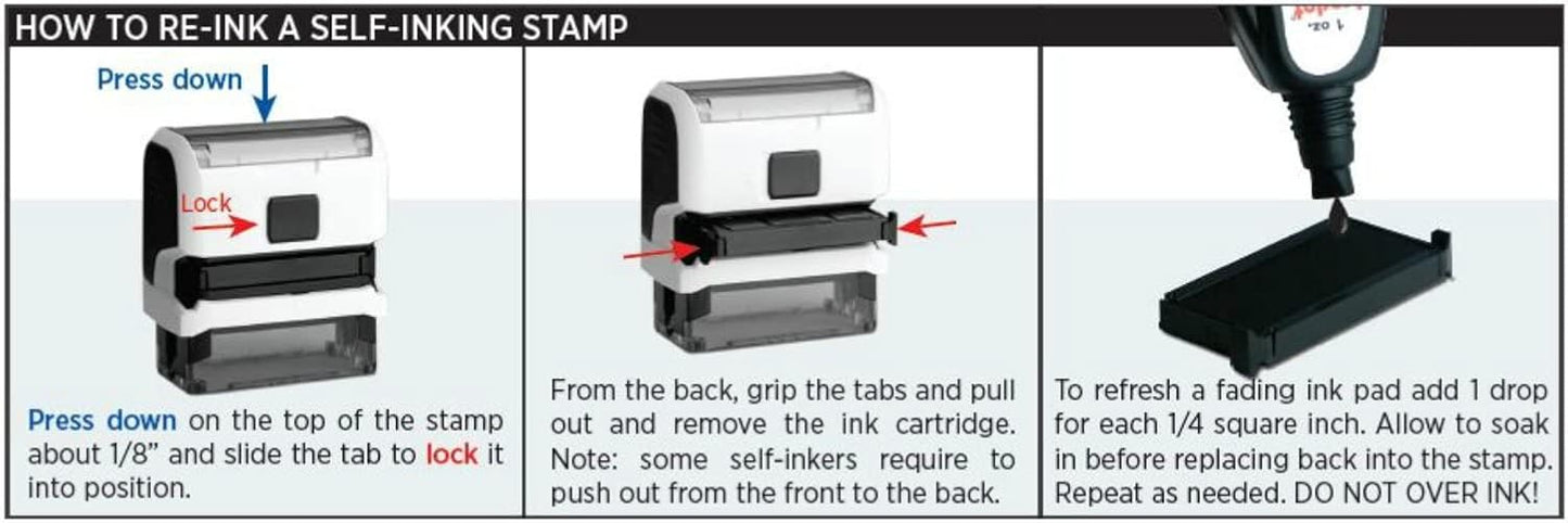 Infusion Self-Inking Custom Rubber Stamp (Personal or Business Use) - Choose from 16 Colors (7/8" x 2-1/4")