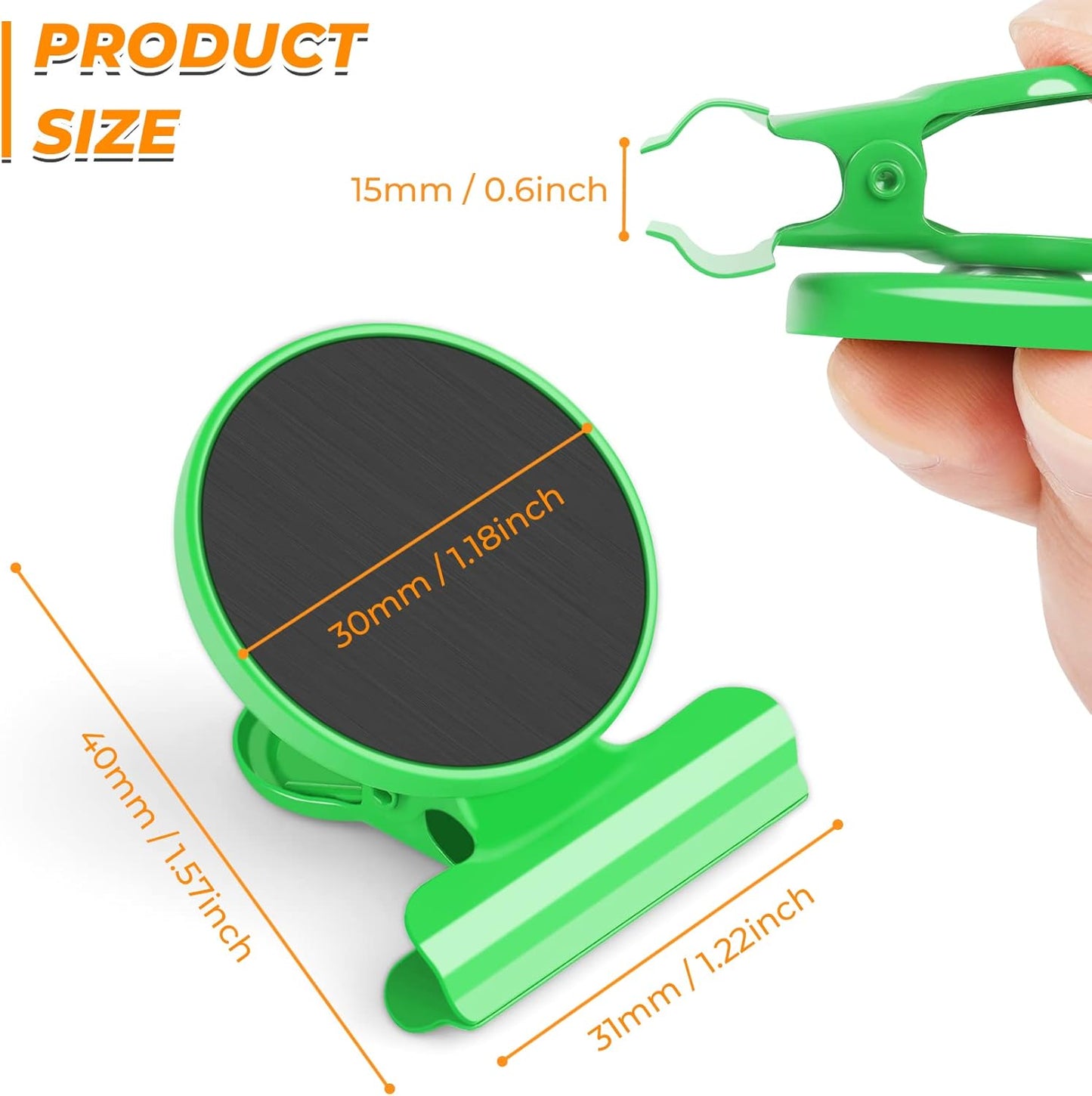 VNDUEEY 20 Pack Magnetic Paper Clip Dispenser Holder, Paperclip Dispenser for Desk, School, Office, Fridge Magnets Refrigerator Magnets, Magnet Clips for Whiteboard Locker (Green) 