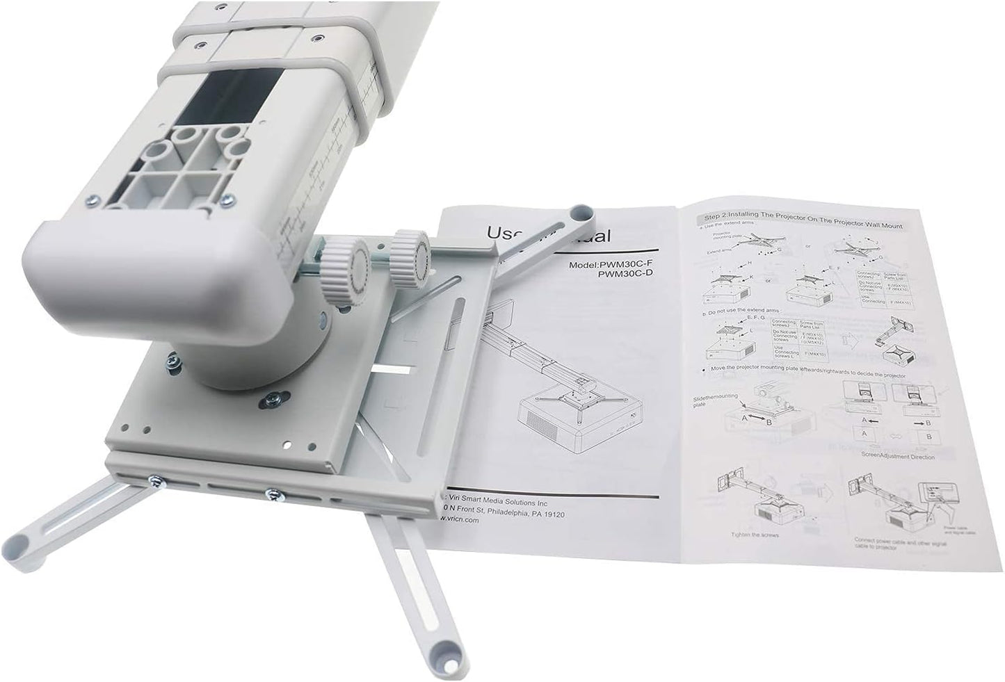 NC Projector Wall Mount with Universal mounting ,Telescopic Bracket Hanger,33lbs Load Capacity,High-Precision Adjustable: (12.8’’-29.13’’),white,(TYYZJ02)
