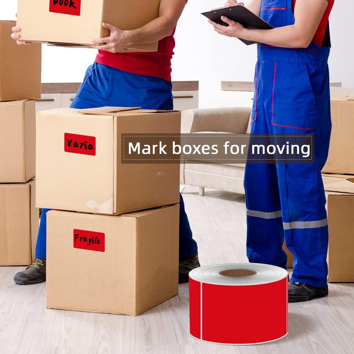 PARLAIM 3 X 5 Inch Rectangle Adhesive Color Coding Stickers,Red Square Colorful Inventory Stickers -500Per Dispenser Box (Red)