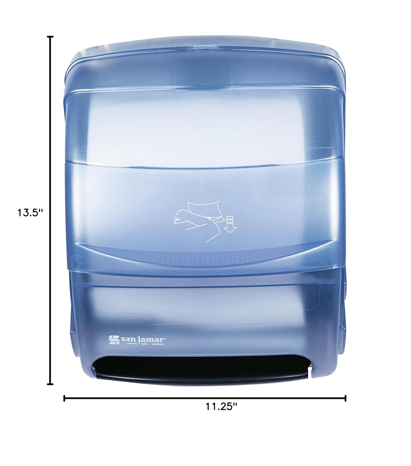 San Jamar T850 Integra Lever Roll Towel Dispenser, Fits 8-1/4" Wide and 8-1/2" Diameter Roll, 11-1/2" Width x 13-1/2" Height x 11-1/4" Depth, Arctic Blue
