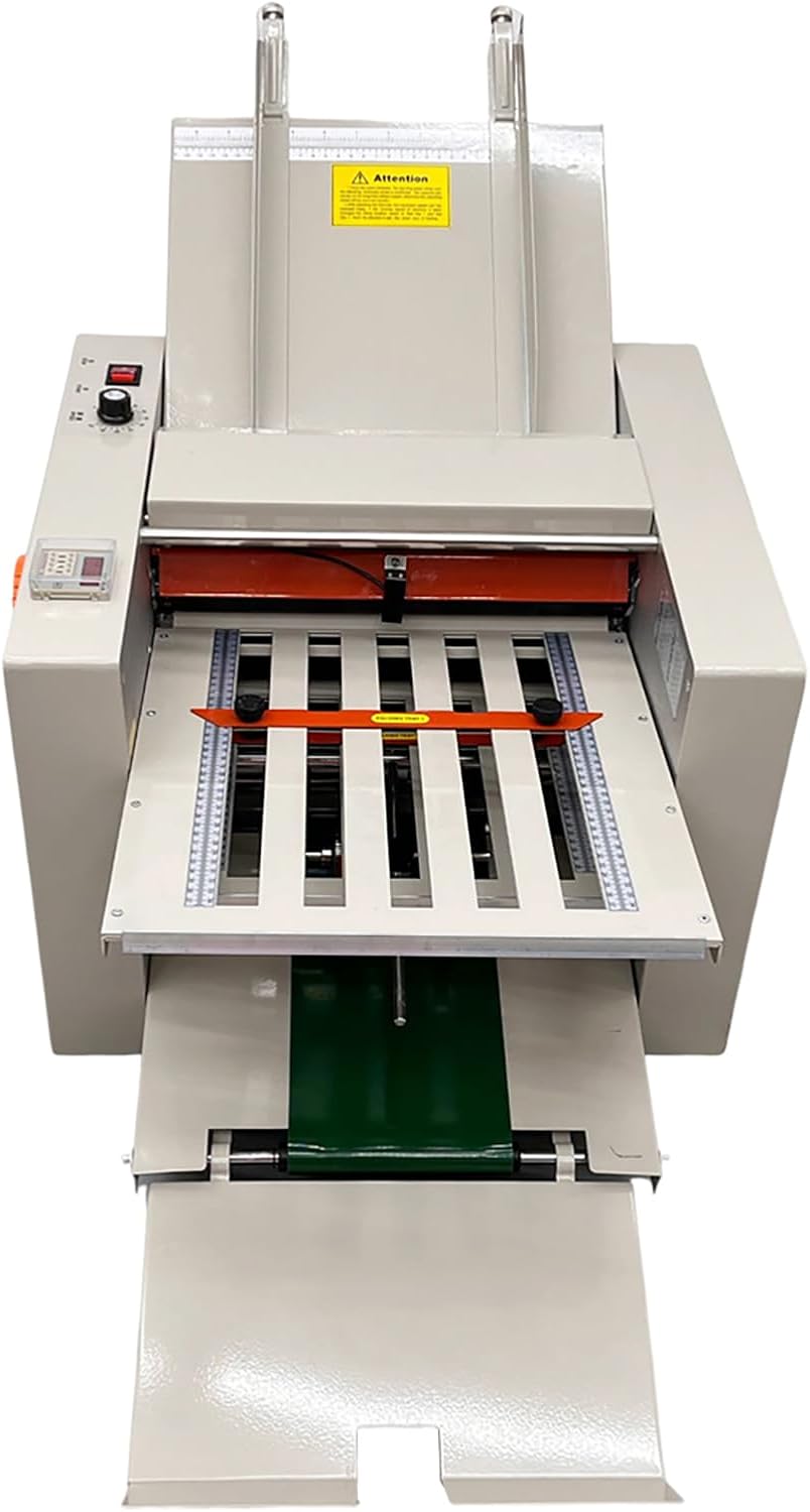 Automatic Paper Folding Machine Digital Electric Document Folder Electronic Counter with 4 Folding Plates 262ft/min Z-Fold, Half-fold, Letter Fold for Manuals Document