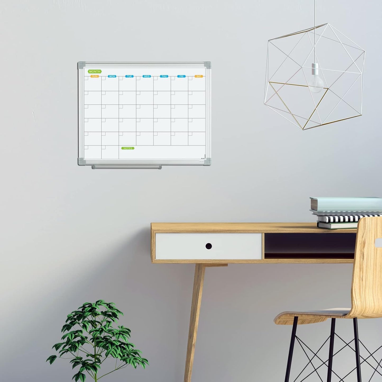 JILoffice Monthly Dry Erase Calendar Whiteboard 15 x 12 Inch, Double Sided Hanging Dry Erase Board/Calendar Board, Silver Aluminum Frame Portable Board for Office Home and School