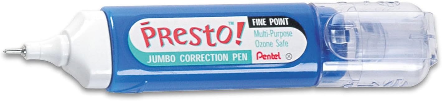 Pentel Presto Jumbo Correction Pen, Fine Point, 12 ml, Sold as a pack of 2