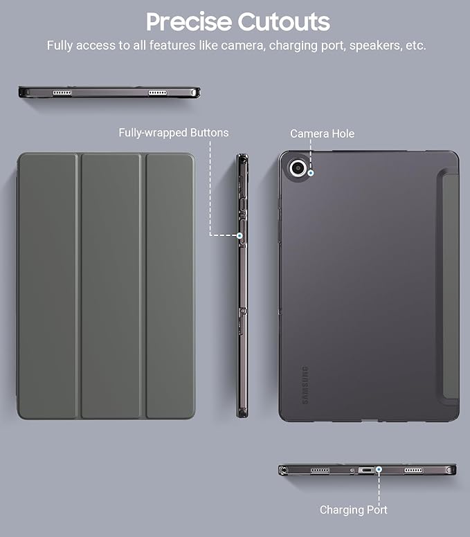 TiMOVO Case for Samsung Galaxy Tab A9+/A9 Plus 11" 2023, Slim Soft TPU Translucent Frosted Back Protective Cover for Galaxy Tab A9+ Tablet SM-X210/X216/X218, Auto Wake/Sleep, Space Gray