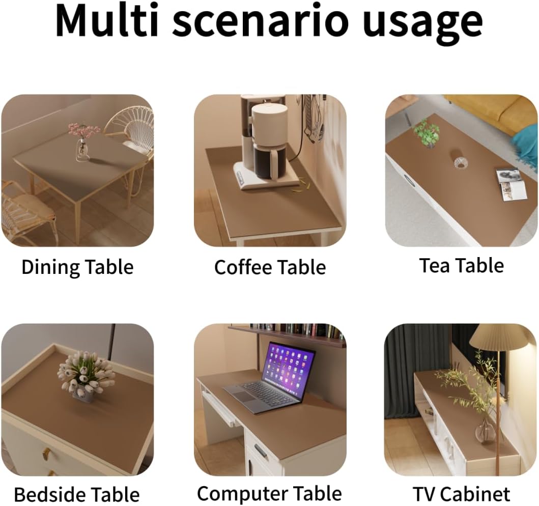 Table Protector Pad for Dining Room Table - Can Be Used On Both Sides Waterproof and Easy to Clean Good Flatness Used for Dining Table(Mud Color+Champagne Gold 46x96)