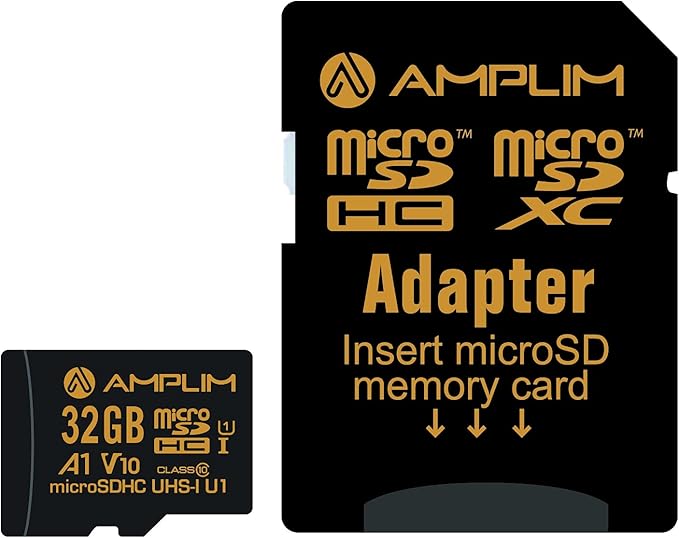Amplim 32GB MicroSDXC Card with Adapter (1X Black)