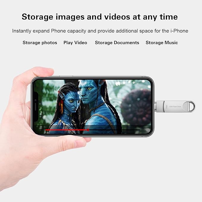 USB 256GB Flash Drive Photo Stick for Phone External Storage DEZOBYTE Compatible for i-Phone Pad Android USB C PC MS02 Silver