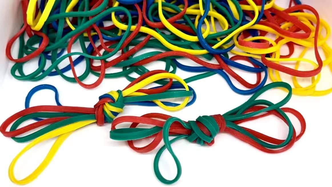 Rubber Bands, Size 117(7" x 1/8'') Colorful Natural Rubber Band, 117 Colored Heavy Duty Elastic Office Supplies Rubber Bands for Office Files Bank Paper Bills Money Home School, 1/4 Pound Bag