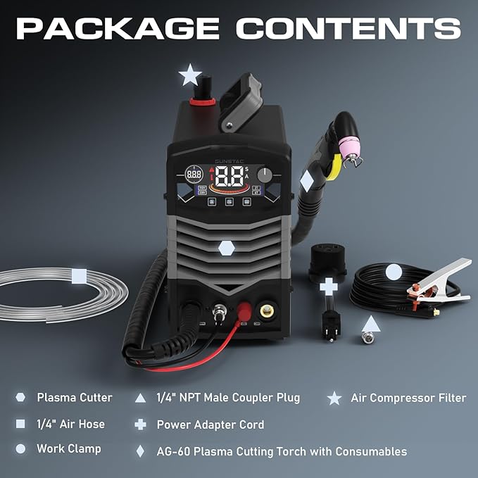 50A Plasma Cutter, Non Touch Pilot Arc Large LCD Display High Frequency Cutting Machine with 110/220V Dual Voltage IGBT Inverter 4/5 Inch Max Cut 2T/4T Mode, Professional & Beginners DIY