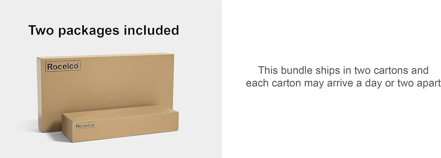 Rocelco Standing Desk Converter with Dual Monitor Mount - 31.5 Inch Sit Stand Up Tabletop Riser with Tablet Holder, Height Adjustable Workstation - Deep Keyboard Tray for Laptop - Black (R VADRB-DM2)