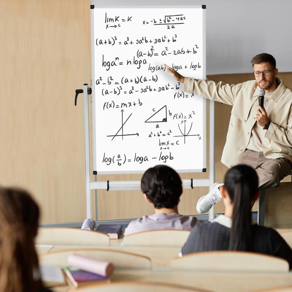 XBoard Whiteboard Mobile, 44x30inch Double Sided Magnetic Dry Erase Board on Wheels, Magnetic Portable Easel with Stand