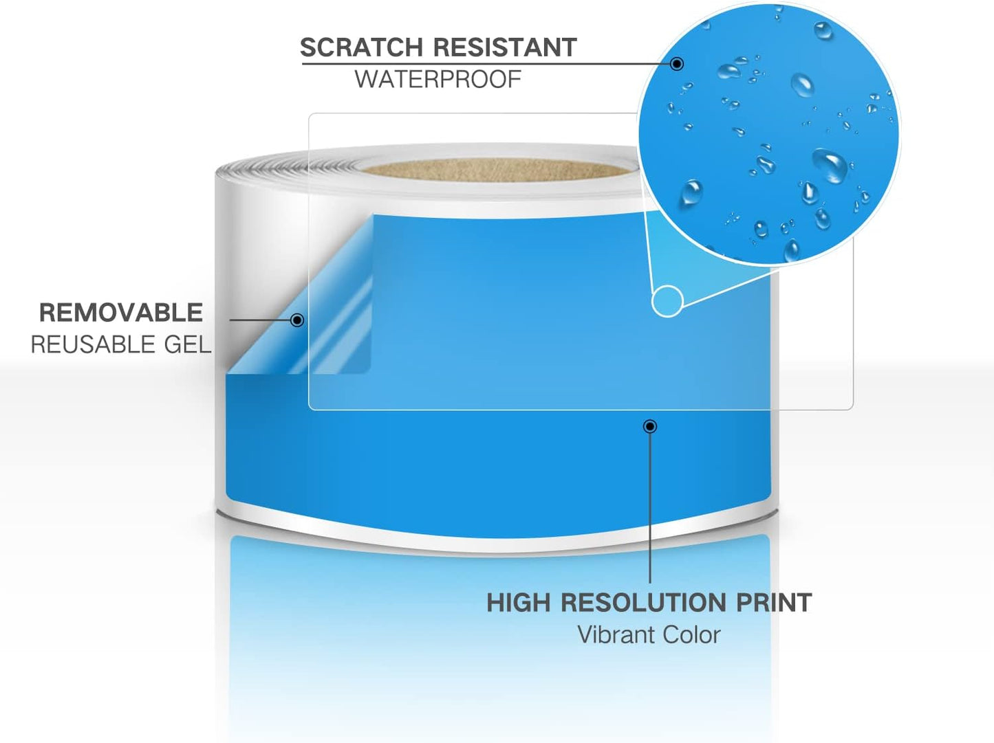 Rectangle Labels Sticker 3×5 Inch Vinyl Floor Stickers Color Coding Name Tags Roll Removable 200 PCS, Blue