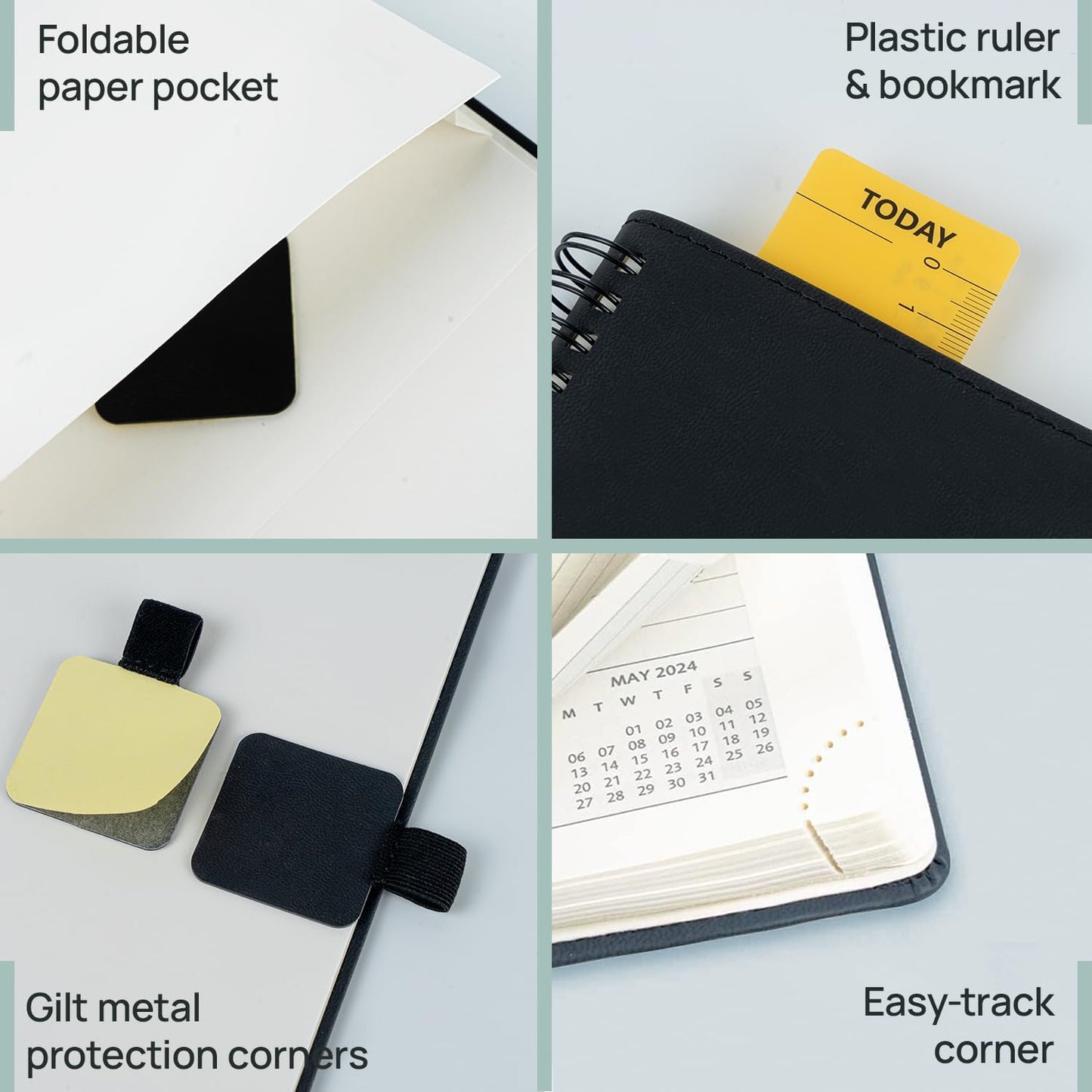 POPRUN Planner 2025-2026 (Medium - 6.5'' x 8.5'') Academic Weekly Calendar (July 2025 - June 2026) with Hourly Time Slots, Monthly Tabs, 100GSM Thick Papers, Spiral Leather Cover - Purple