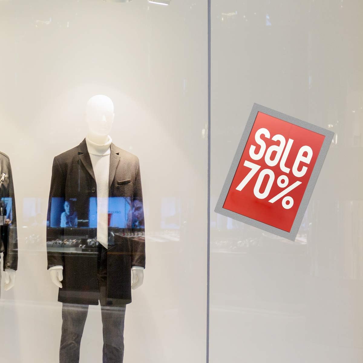 Document Sign Holder Pockets with Adhesive Back, Plastic Poster Picture Notice Display Frame for Window/Door/Wall/Cabinet, 8.5 x 11.6 Inches, Silver, 30 Pack