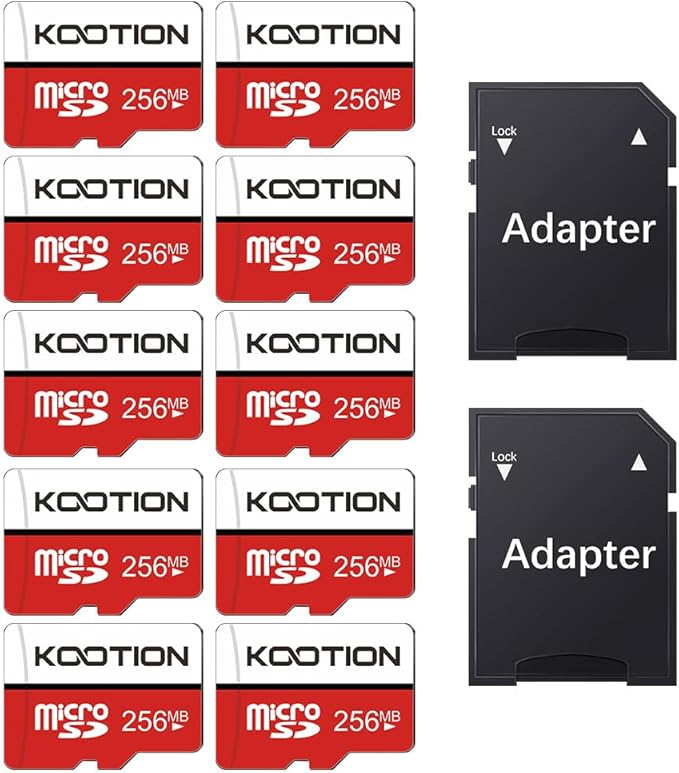 256MB Micro SD Cards 10-Pack, KOOTION Mini Flash Memory Card C4 Low Capacity for Old Phones/MP3 and Small File Transfer (Pack of 10 256MB)