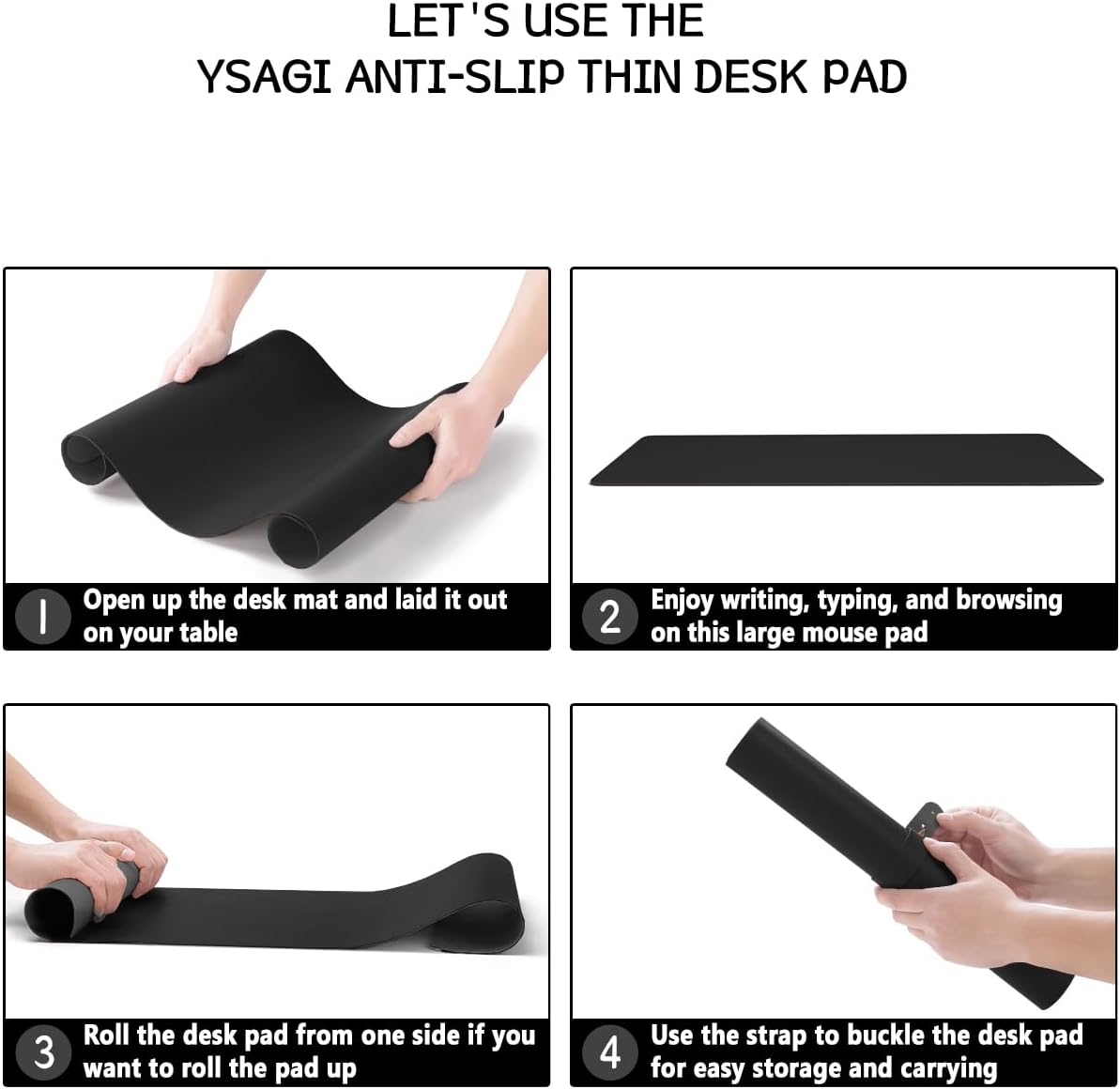 YSAGi Non-Slip Leather Desk Pad, Waterproof Laptop Computer Desk Keyboard Mat, Table Protector Blotter Mat, Large Mouse Pad for Office/Work/Home/Decor(Black, 31.5" x 15.7")